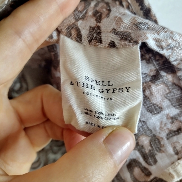 Spell & The Gypsy Ada Animal Print Linen Cami Tank Top Brown sz S - Picture 8 of 9